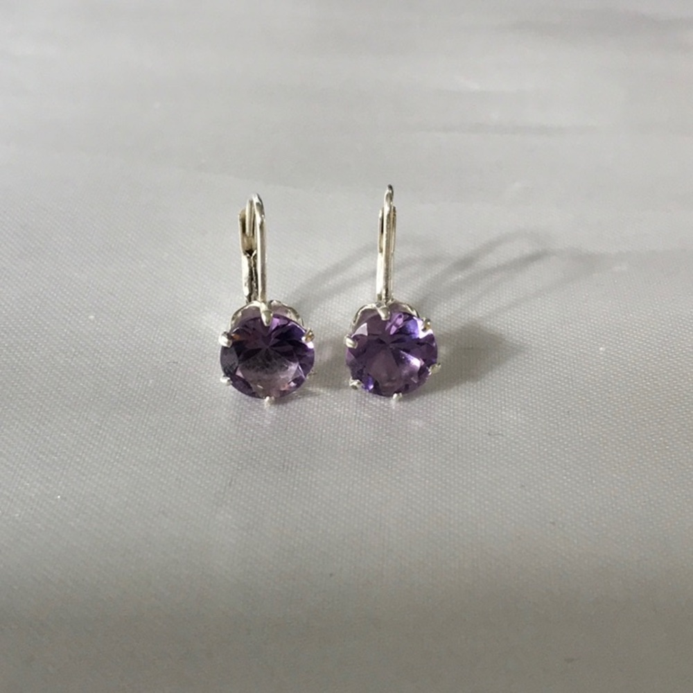 Amethyst Leverback Closure Earrings